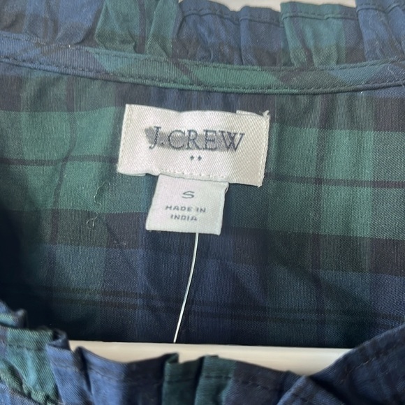 J. Crew Factory Black Watch Plaid Ruffle-Neck Top - Picture 3 of 7